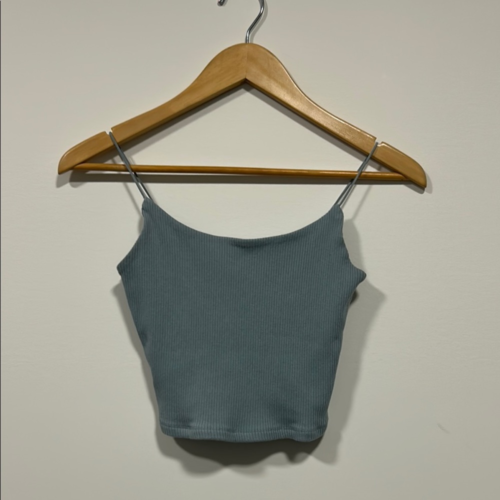Blue Fitted Crop Camisole Top